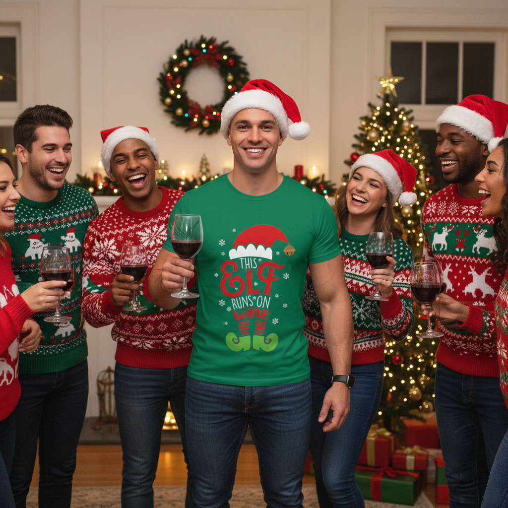 This Elf Runs On Wine T-Shirt