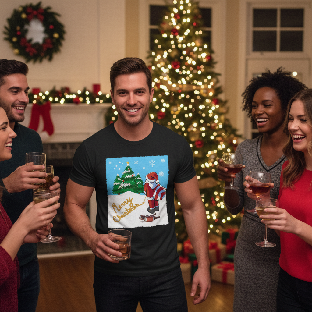 Santa Peeing In The Snow T-Shirt