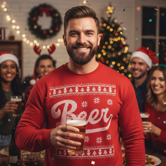 Ugly Sweater Print Beer Sweatshirt