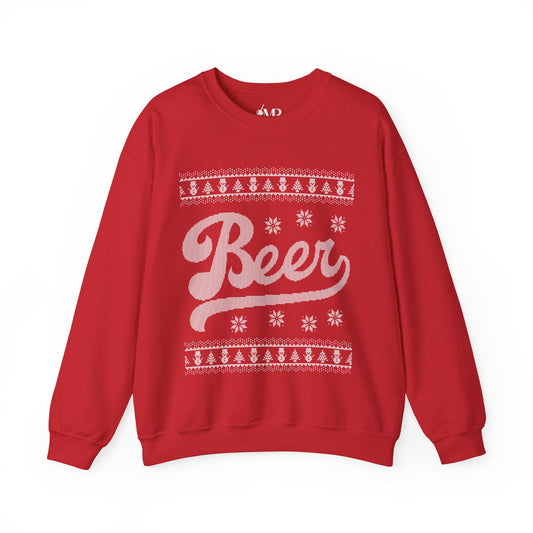 Ugly Sweater Print Beer Sweatshirt