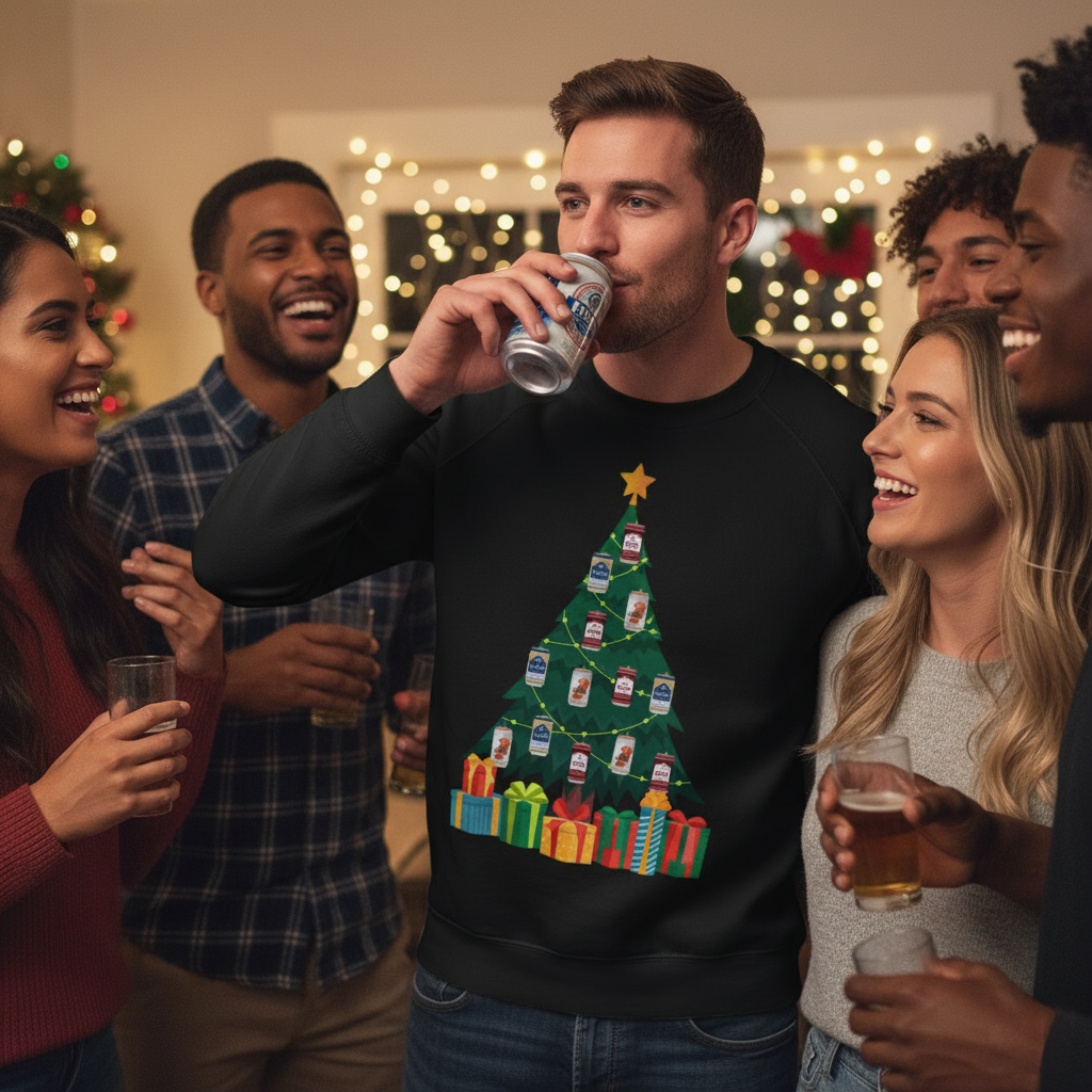 Beer Can Ornament Christmas Tree Sweatshirt
