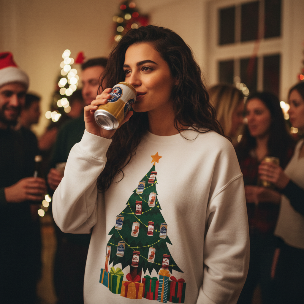Beer Can Ornament Christmas Tree Sweatshirt