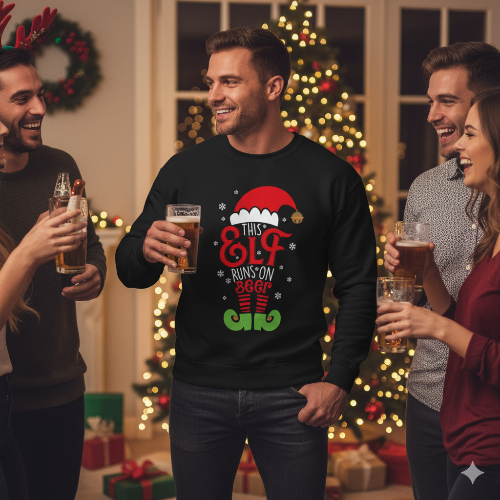 This Elf Runs On Beer Sweatshirt